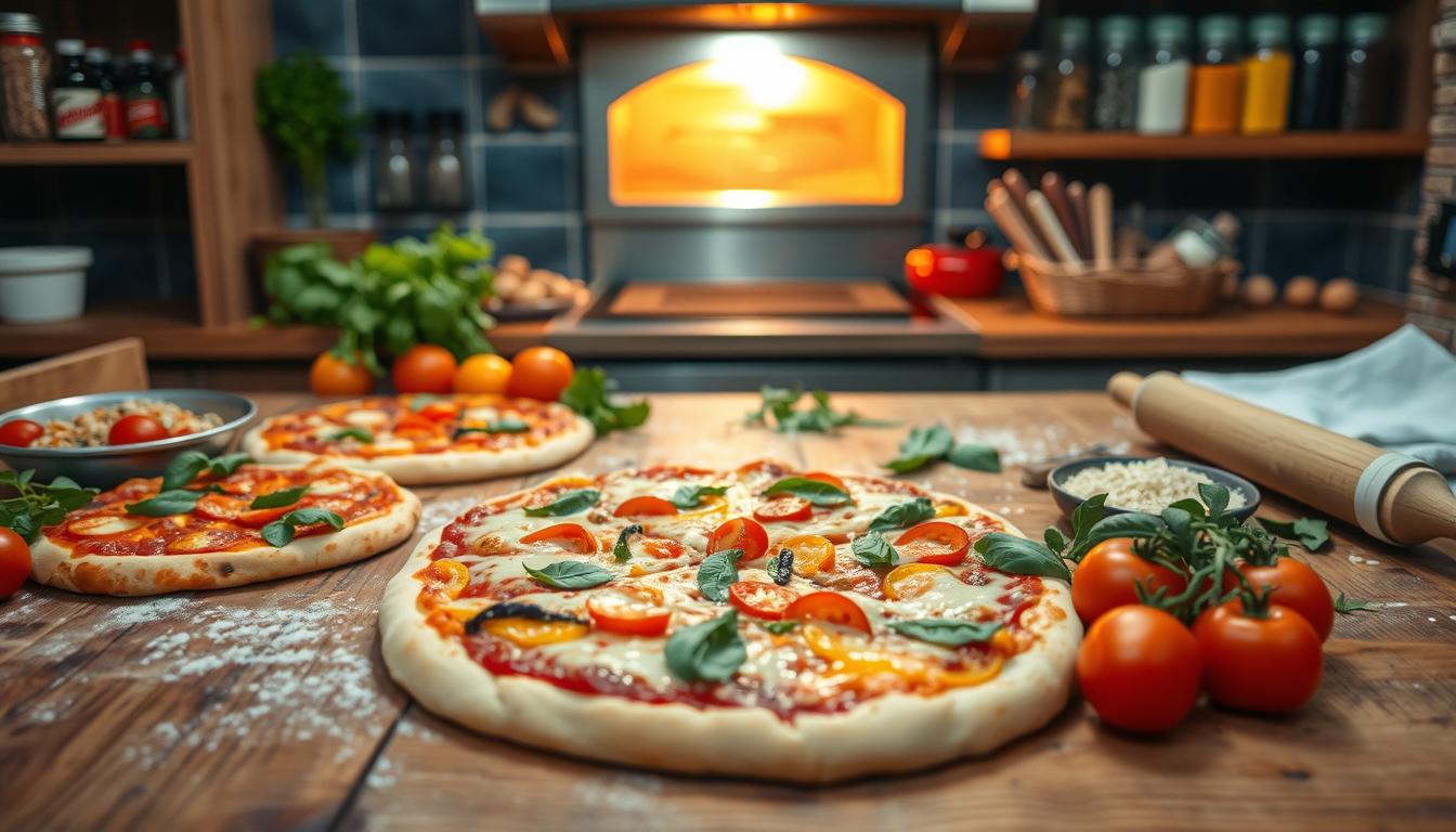 cooking pizza