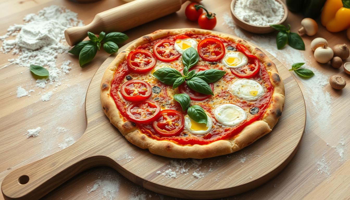 cooking pizza