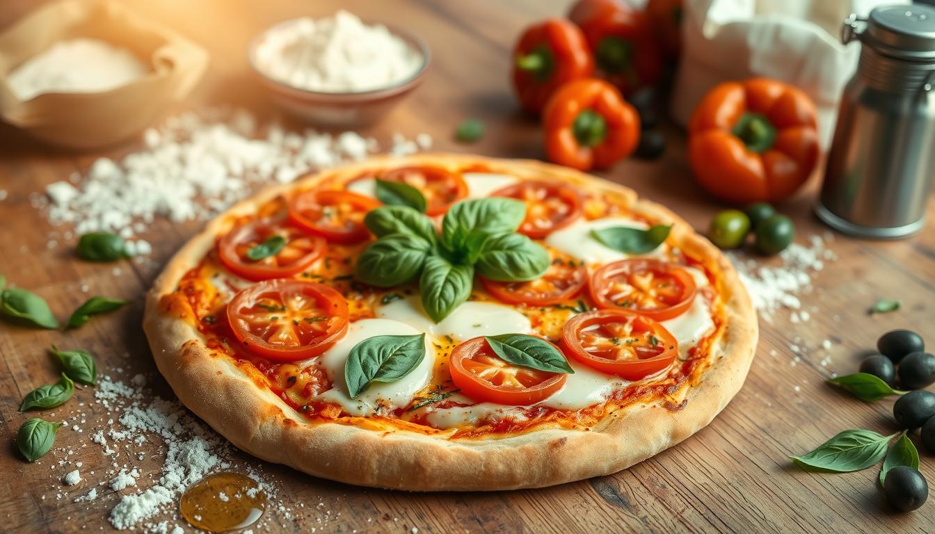 cooking pizza