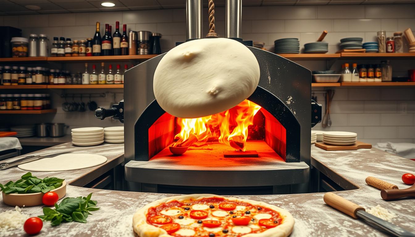 cooking pizza