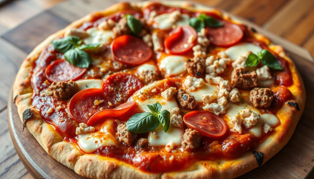 healthy meat pizza